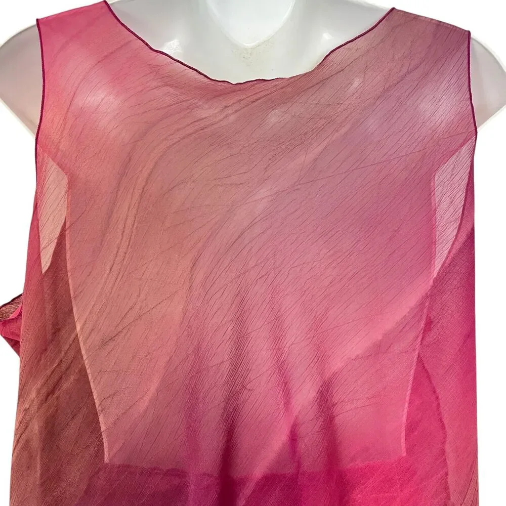Rapz Womens Sheer Oversized Flowy Lagenlook Top Pull On Skirt Resort Pink sz XL